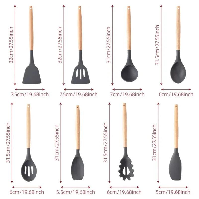 Kit Jogo com 12 peças para cozinha de silicone - Trayis Shop