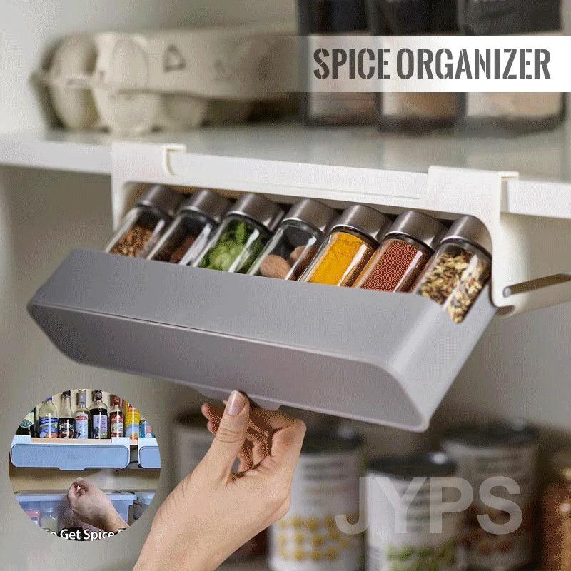 Kitchen Spice Rack Self-adhesive Spice Organizer Rack Seasoning Bottle Spice Organizer Wall-mounted Under-Shelf Kitchen Storage - Trayis Shop