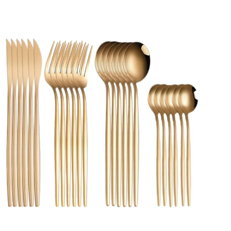Talheres Dourados Kit 24 Peças - Trayis Shop